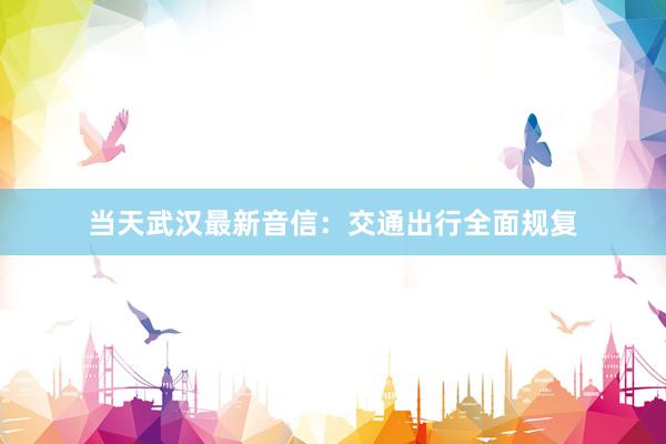 当天武汉最新音信：交通出行全面规复